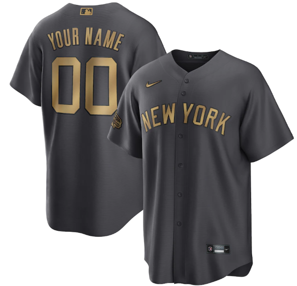 Men's New York Yankees Active Player Custom 2022 All-Star Charcoal Cool Base Stitched Baseball Jersey
